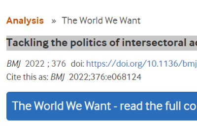 Tackling the politics of intersectoral action for the health of people and planet