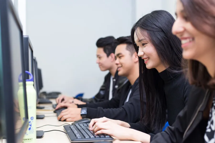 Students using computers