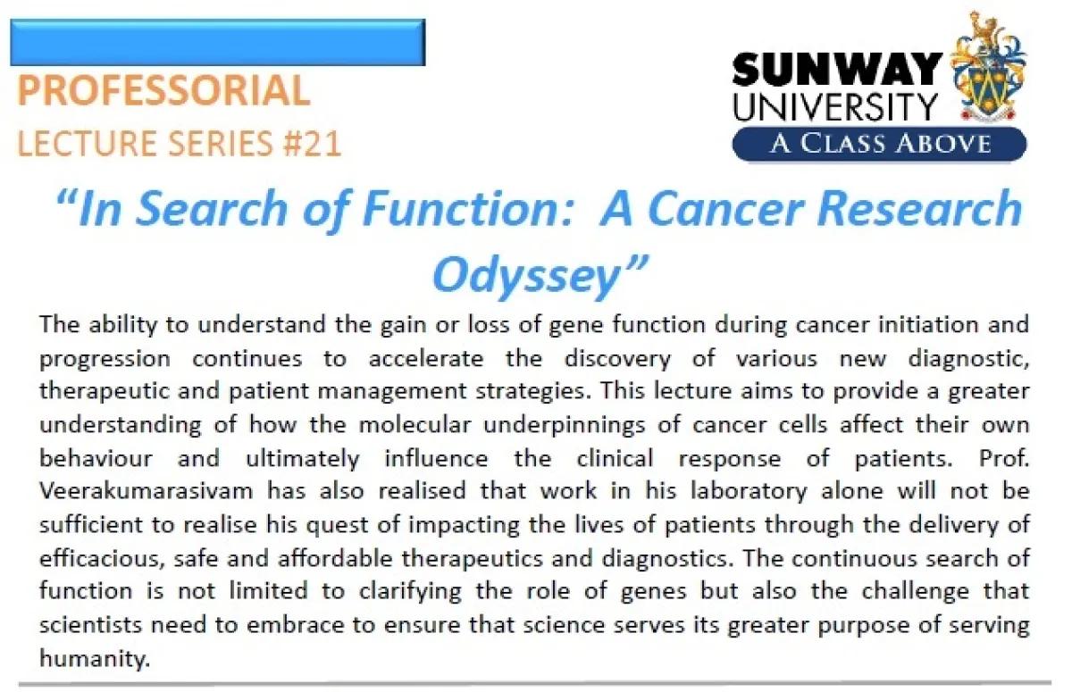 In Search of Function:  A Cancer Research Odyssey