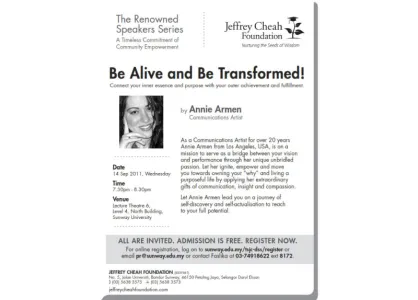 Be Alive and Be Transformed!