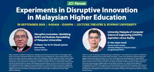 Experiments in Disruptive Innovation in Malaysian Higher Education