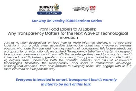 Sunway University Early Career Researcher Network (ECRN) Seminar Series