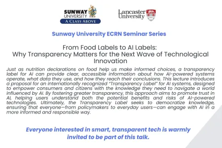 Sunway University Early Career Researcher Network (ECRN) Seminar Series