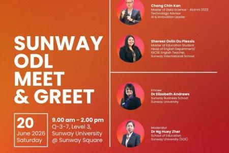 Join us for a meaningful Meet and Greet session with ODL students and alumni from Sunway Business School (SBS), Faculty of Engineering and Technology (FET), and School of Education (SOE).