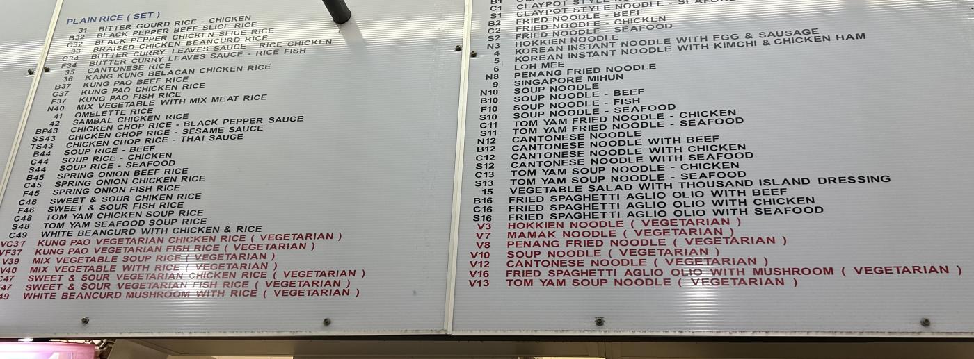 vegetarian menu options