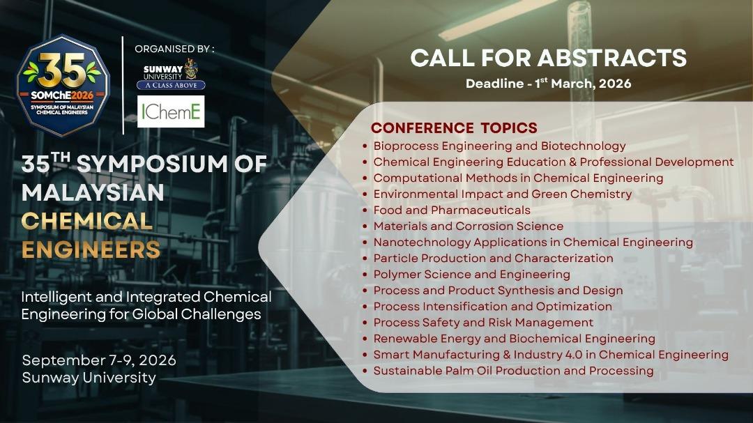 35th Symposium of Malaysian Chemical Engineers (SOMChE 2026)