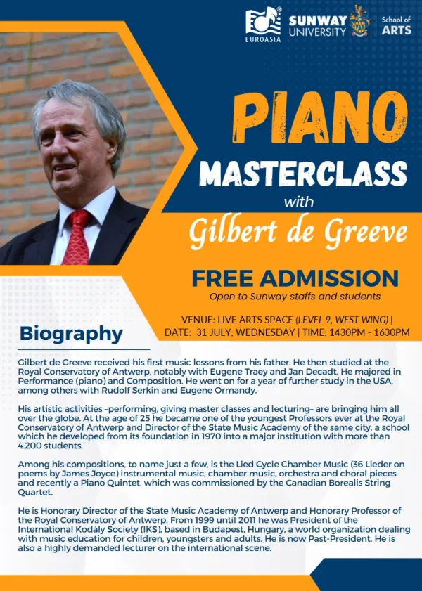 Piano Masterclass with Gilbert de Greeve