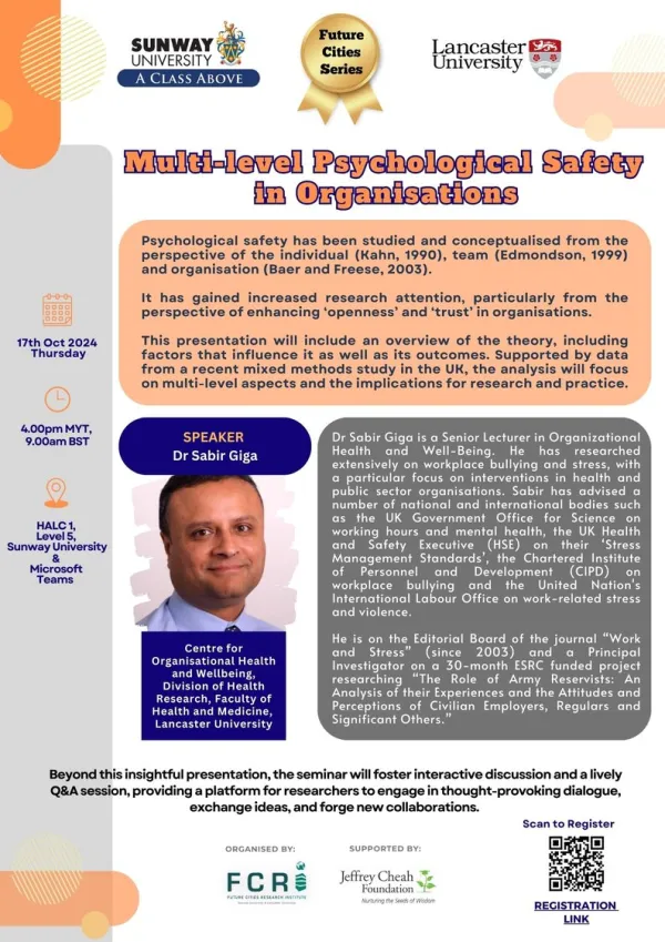 Future Cities Series Hybrid Seminar: Multi-level Psychological Safety in Organisations