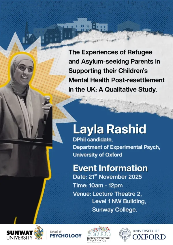 Seminars on Refugee Mental Health Research by Layla Rashid of Oxford