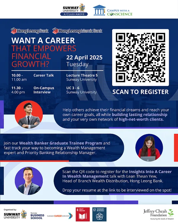 Hong Leong Bank Career Talk & Job Interview @ Sunway University on 22 April 2025