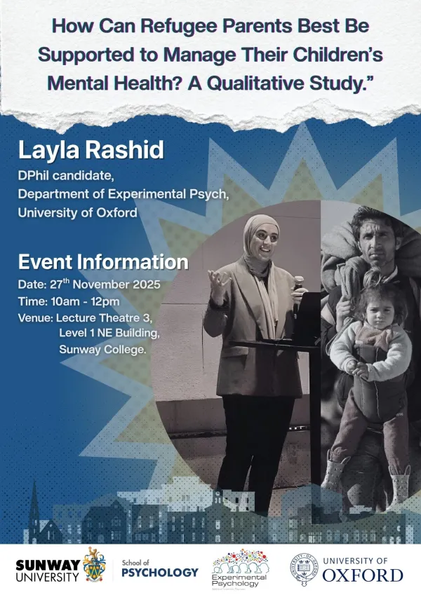 Seminars on Refugee Mental Health Research by Layla Rashid of Oxford