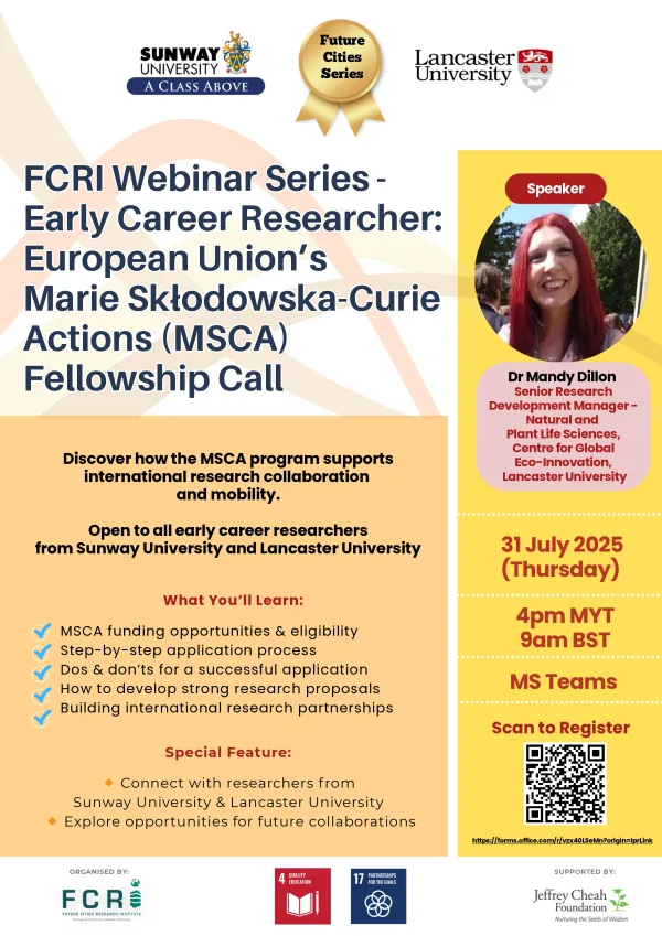 Early Career Researcher: European Union’s Marie Skłodowska-Curie Actions (MSCA) Fellowship Call