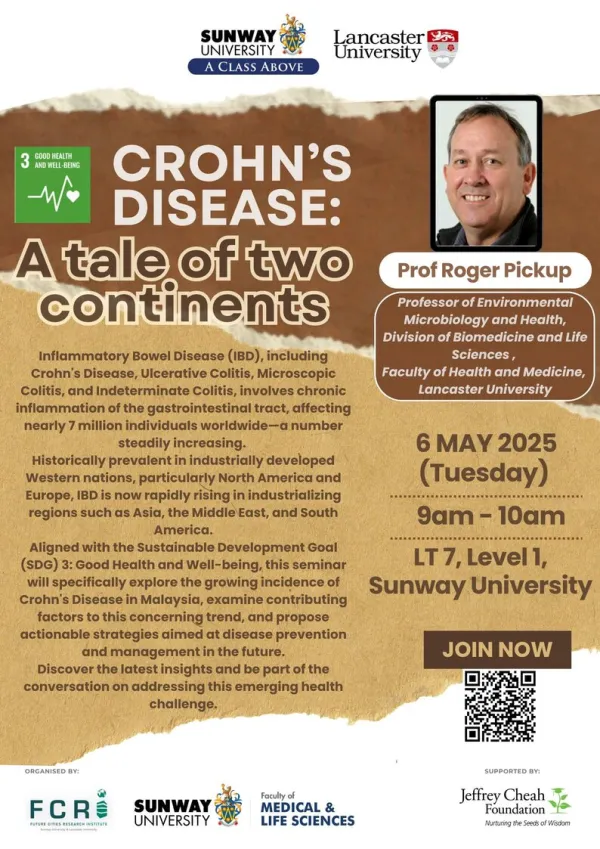Invitation to Seminar – Crohn’s Disease: A Tale of Two Continents by Prof. Roger Pickup