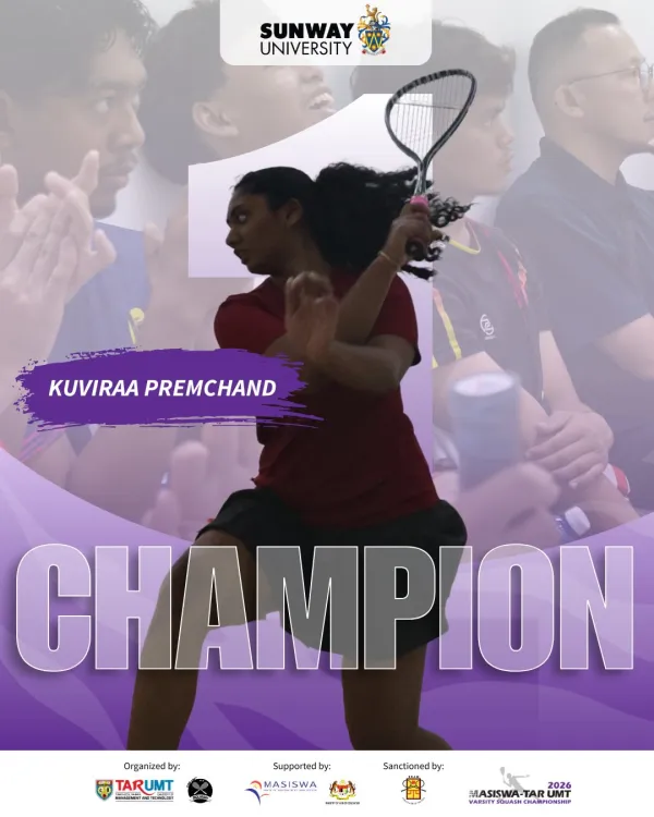 Congratulations to Kuviraa Premchand (BFA) for becoming the Champion of the MASISWA-TAR UMT Varsity Squash Championship 2026 Women's Premier