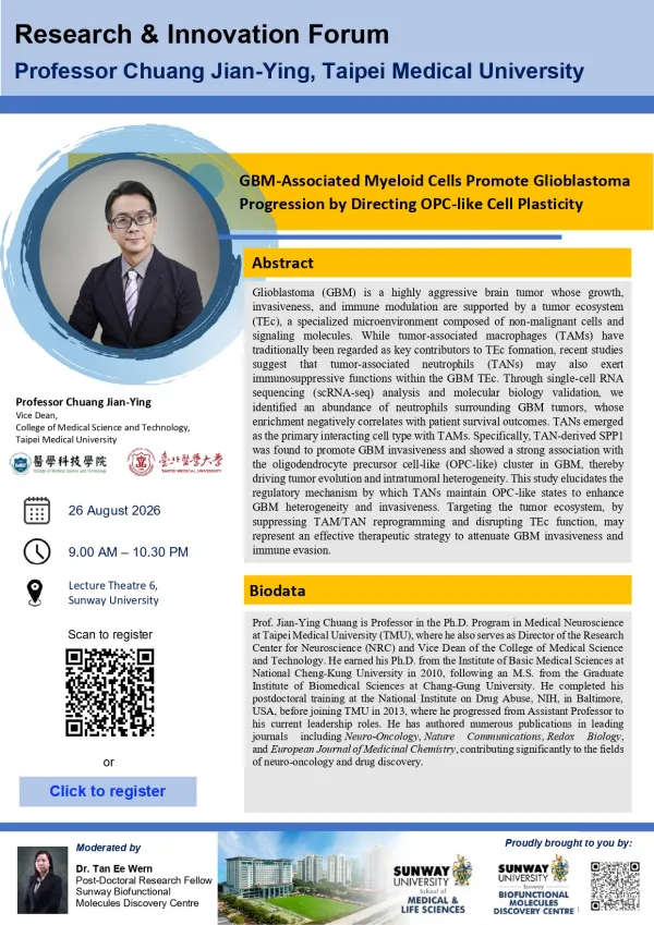 Research & Innovation Forum: Professor Chuang Jian-Ying, Taipei Medical University