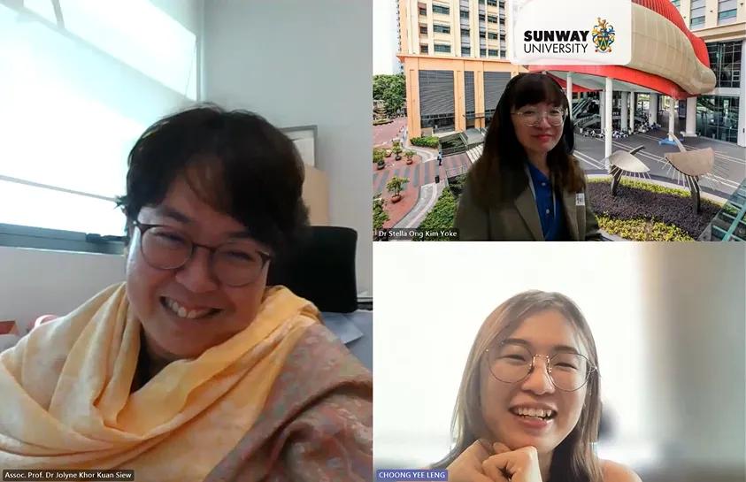 In assessing her readiness for Master’s level studies, Joey (bottom right) completed an online interview with Sunway Business School academics Assoc. Prof. Dr Jolyne Khor and Dr Stella Ong, which focused on her prior learning milestones and skills.