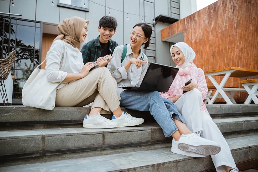 Students studying