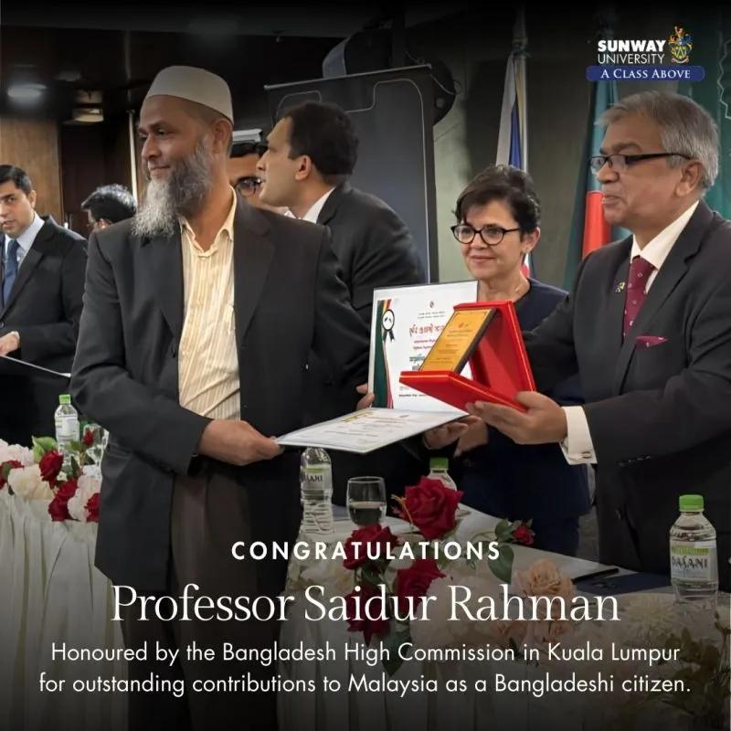 Professor Saidur Rahman Honored for Outstanding Contributions in Malaysia