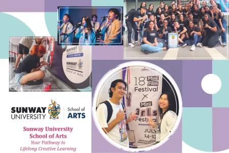 A graphic reading, "Sunway University School of Arts: Your Pathway to Lifelong Creative Learning"