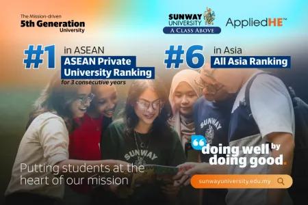 Sunway University Secures a Historic Hat-Trick as the #1 Private University in ASEAN