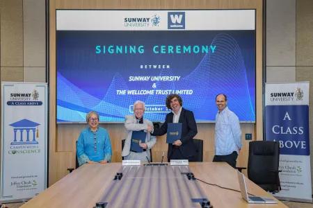 sunway uni signing picture with the wellcome trust