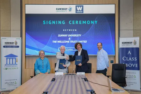 sunway uni signing picture with the wellcome trust