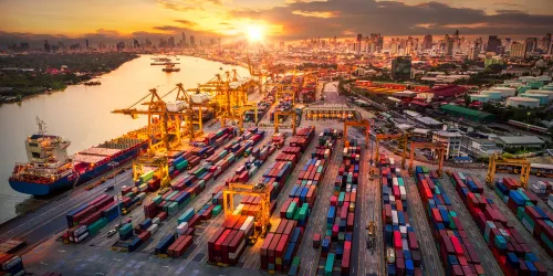 Busy shipping port